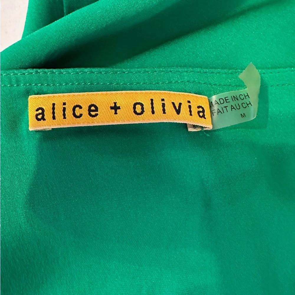 Alice + Olivia Green Tank Silk Mini Dress / Top Size Medium | Vintage Y2K - Picture 9 of 12